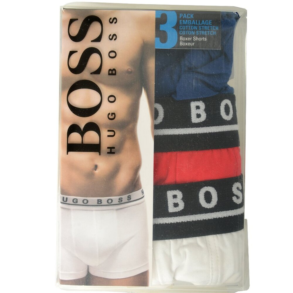 Hugo Boss Men's Trunk 3P CO/EL 3 Pack Stretch Boxer Shorts Underwear US S IT 48